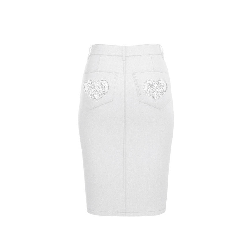 WHITE DENIM SKIRT